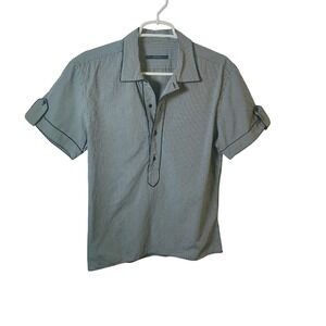 Gucci Mens Gingham Short Sleeve Button Down Shirt Black White Size 41 16 Italy